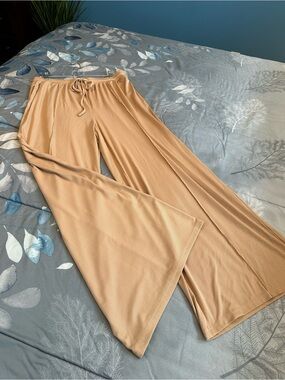 EUC Yozy Wide-Leg Drawstring Pull On Pants in Camel Sz XXL